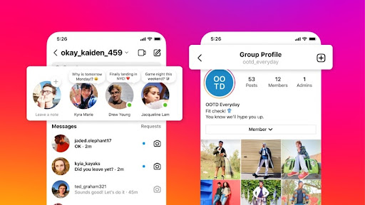 instagram direct messages and profile